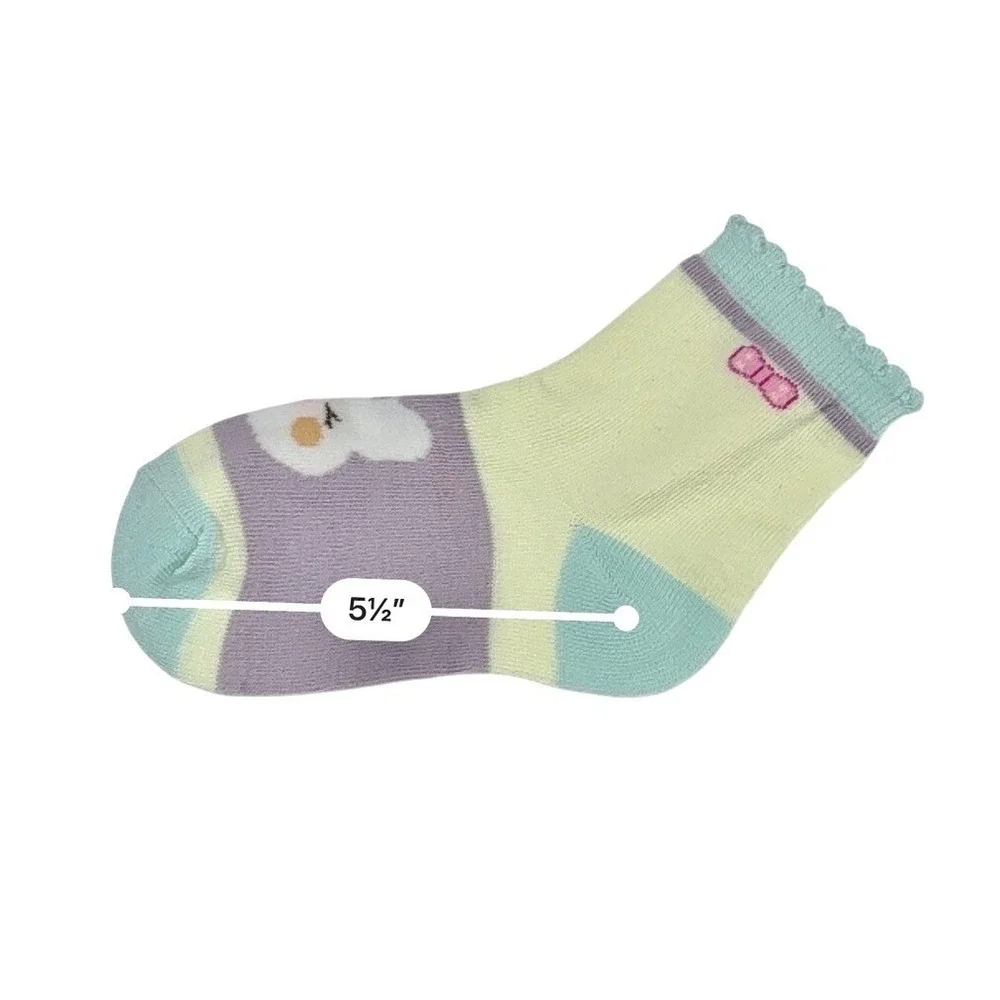 Girls Polychrome Easter Whimsical Bunny Socks 6-8 Durable Casual Pastel 5 Pairs